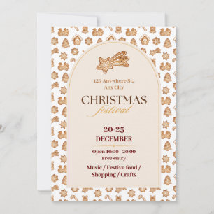 Invitación Moda Beige, Marrón, pan de jengibre ilustrado