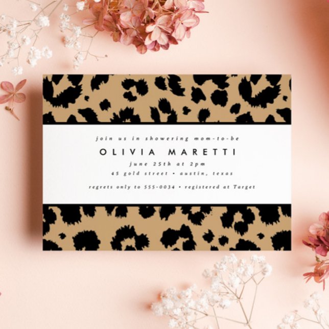 Invitación Moda Black Animal Print Leopard Baby Shower (Subido por el creador)