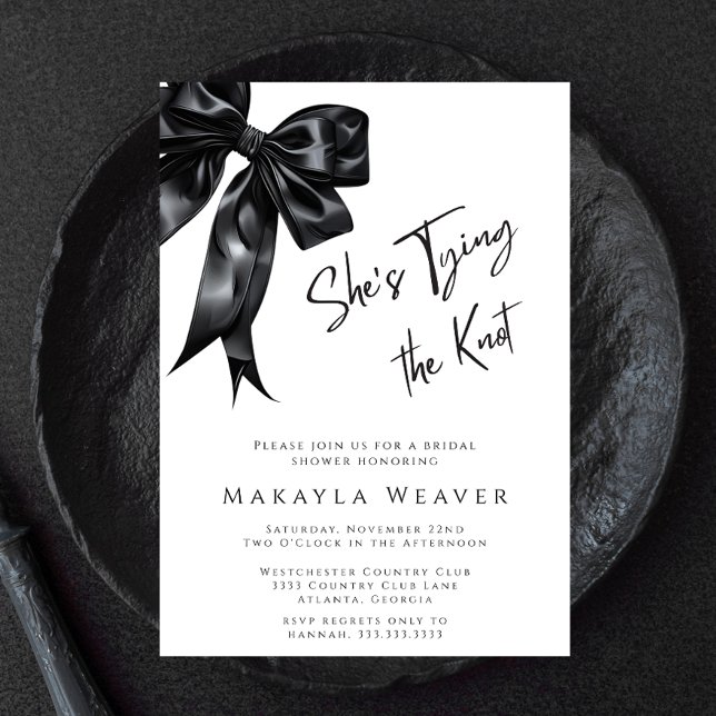 Invitación Moda Black Bow está atando la ducha nupcial (Subido por el creador)