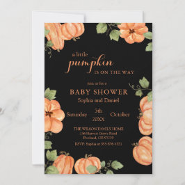 Invitación Moda Black Fall Pumpkin Baby Shower