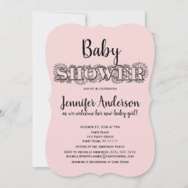 Invitación Moda Black Floral Polka Dot Baby Shower