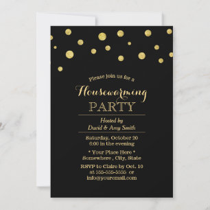 Invitación Moda Black & Gold Confetti Dots Calentador de la c
