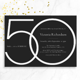 Invitación Moda Black White Minimalista Surprise 50 cumpleaño