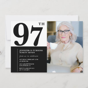 Invitación Moda Black White Photo 97th Birthday