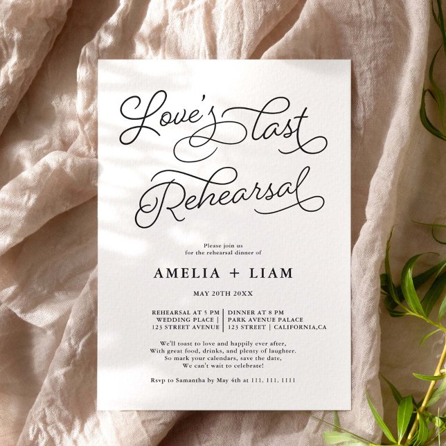 Invitación Moda blanca negra Enamorar la última cena de ensay (Subido por el creador)