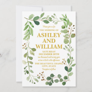 Invitación Moda blanca y dorada vegetación Boho Boda Bohemian