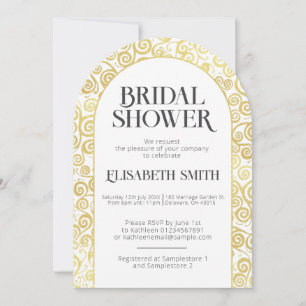 Invitación Moda Blanca Y Oro Florecen Ducha De Novias