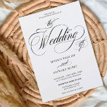 Invitación Moda blanco negro todo en un boda de caligrafía<br><div class="desc">Moda y elegante blanco y negro todo en una sola caligrafía invitación a la boda con rsvp,  alojamiento,  detalles y más información. Con un hermoso guión de caligrafía de pincel.</div>