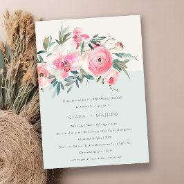 Invitación Moda Blue Rosa Rosa Orquídea Ensayo Cena