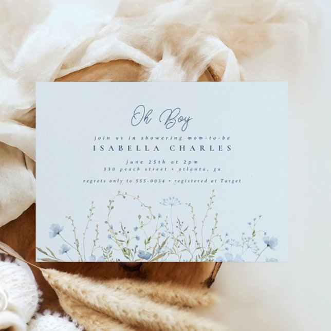 Invitación Moda Blue Sky Wildflowers Boy Baby Shower (Subido por el creador)