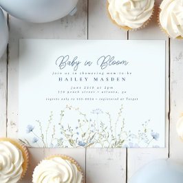 Invitación Moda Blue Sky Wildflowers Boy Baby Shower