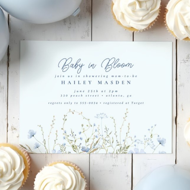 Invitación Moda Blue Sky Wildflowers Boy Baby Shower (Subido por el creador)