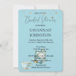 Invitación Moda Blue Teapot Bridal Shower