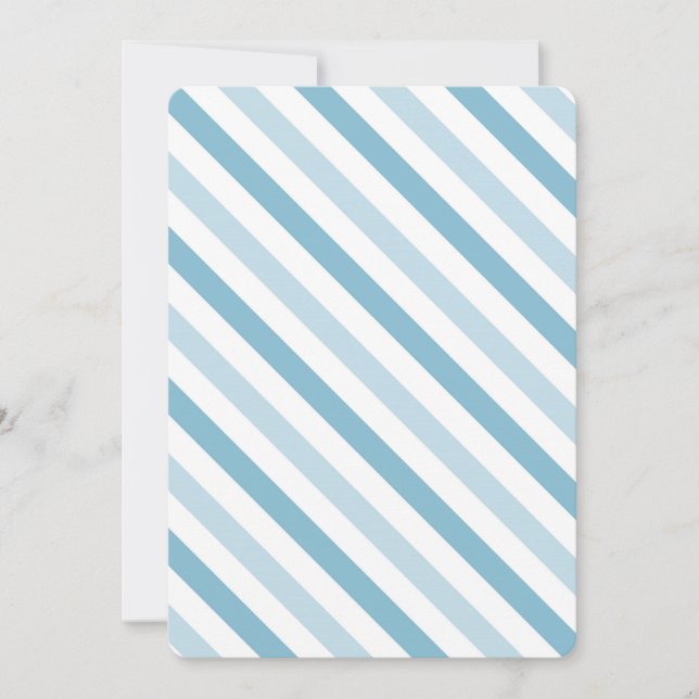 Invitación Moda Blue White Stripes Baby Shower (Anverso)