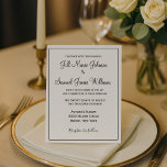 Invitación Moda Boda blanco y negro<br><div class="desc">Un diseño encantador,  sencillo y de moda,  estas invitaciones nupciales presentan una fuente negra en un fondo blanco. Elegante y elegante,  personaliza el tuyo hoy!</div>