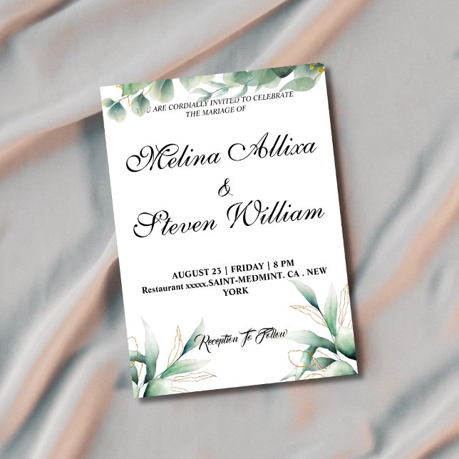 Invitación Moda boda botánico de eucalipto floral (Subido por el creador)