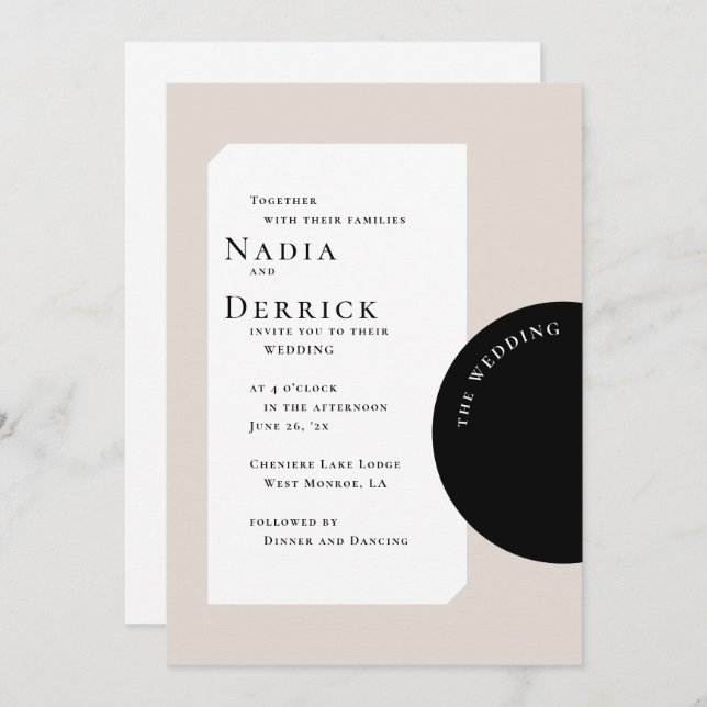 INVITACIÓN MODA BODA CÍRCULO (Anverso / Reverso)