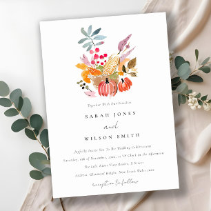 Invitación Moda Boda de acuarela de cosecha otoño