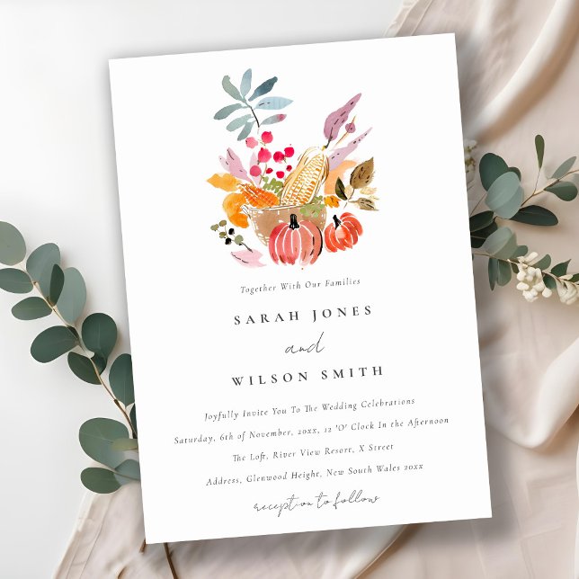 Invitación Moda Boda de acuarela de cosecha otoño (Subido por el creador)