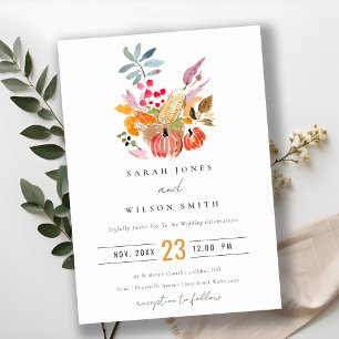 Invitación Moda Boda de acuarela de cosecha otoño