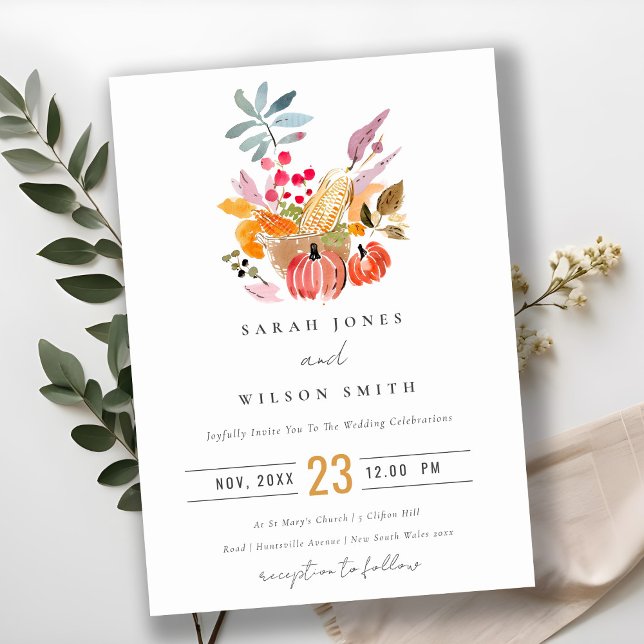 Invitación Moda Boda de acuarela de cosecha otoño (Subido por el creador)