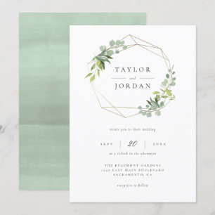 Invitación Moda Boda de energía verde geométrica eucalipto de