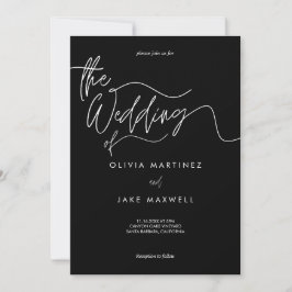 Invitación Moda Boda de escritura moderna en blanco y negro