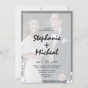 Invitación Moda Boda de fotografía con efecto Vellum negro y 