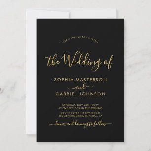 Invitación Moda Boda de fotografías modernas en negro y guión