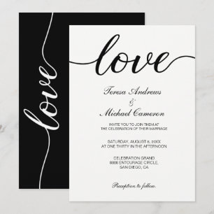 Invitación Moda Boda de guiones de amor en blanco y negro