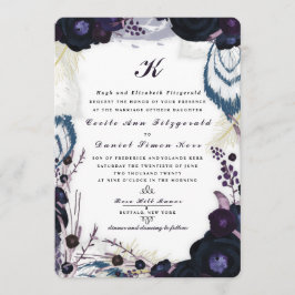 Invitación Moda Boda de Invierno Morado Monogramado