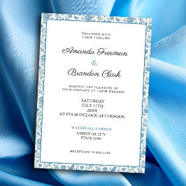 Invitación Moda Boda de la frontera floral Blue Toile de Jouy