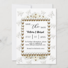 Invitación Moda Boda de mariposa de Pearl White