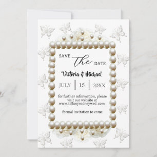 Invitación Moda Boda de mariposa de Pearl White