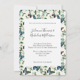 Invitación Moda Boda de mariposas azules románticas