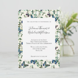 Invitación Moda Boda de mariposas azules románticas