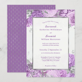 Invitación Moda Boda de Personalizable floral Lilac Silver