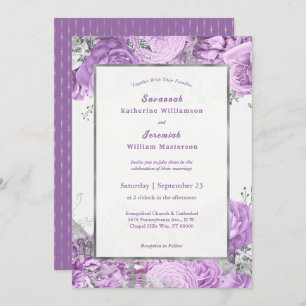Invitación Moda Boda de Personalizable floral Lilac Silver