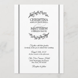 Invitación Moda BODA de ramas de la corona de laurel blanco n