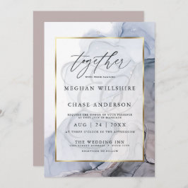 Invitación Moda Boda de tinta de alcohol azul turbio