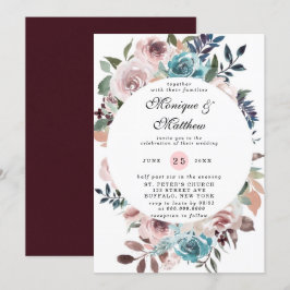Invitación Moda Boda de tonos de agua rosados y Verde azulado