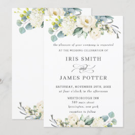 Invitación Moda Boda de Verdor Floral de marfil blanco