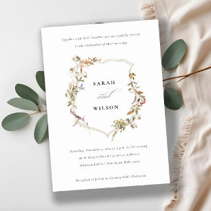 Invitación Moda Boda Escudo de flores silvestres de Rubor ros