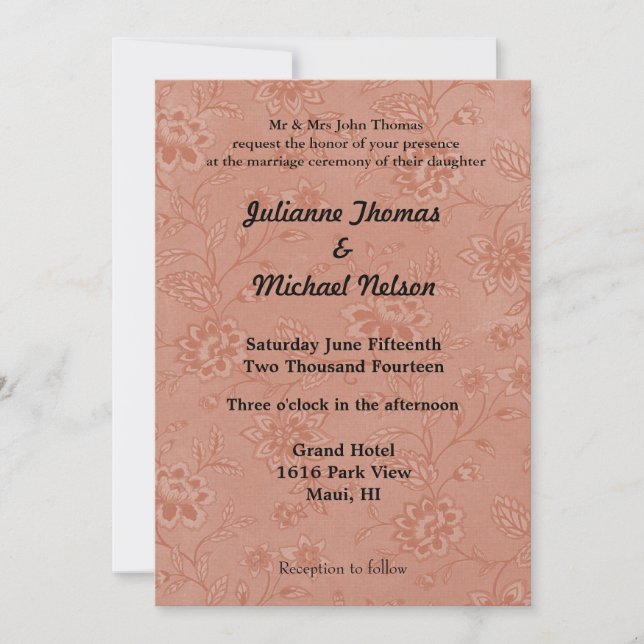 Invitación Moda Boda Floral (Anverso)