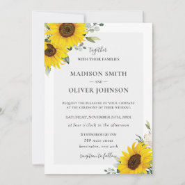 Invitación Moda Boda floral amarillo girasol