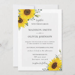 Invitación Moda Boda floral amarillo girasol