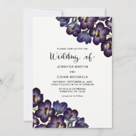 Invitación Moda Boda floral morado oscuro