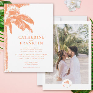 Invitación Moda Boda fotográfico de árbol de palmas tropical