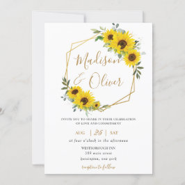 Invitación Moda Boda Geométrico Floral Gold de girasol