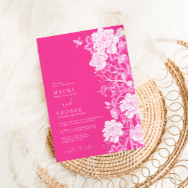 Invitación Moda Boda Jardín de flores de Chinoiserie caliente
